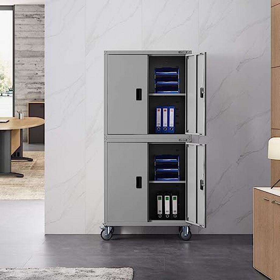 Arebos Armadio per archiviazione  Armadio per ufficio  Armadio in materiale  Armadio in acciaio con rotelle  