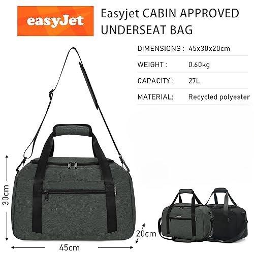 Only-bags.store  Handgepäck 45 x 36 x 20 cm für Ryanair Reisetasche für Flugzeug unter Sitz Handgepäck Koffer PET Recycelt Umweltfreundlich Reisetasche Weekender Tasche, 