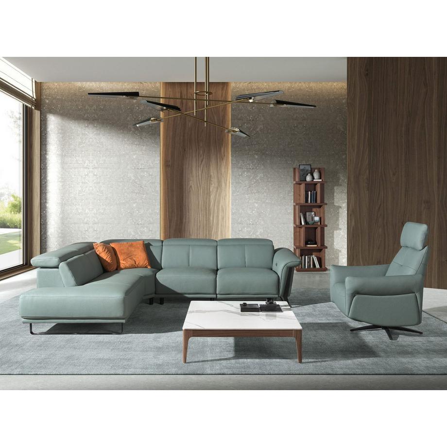 ANGEL CERDA Tavolino quadrato in marmo porcellanato e noce  