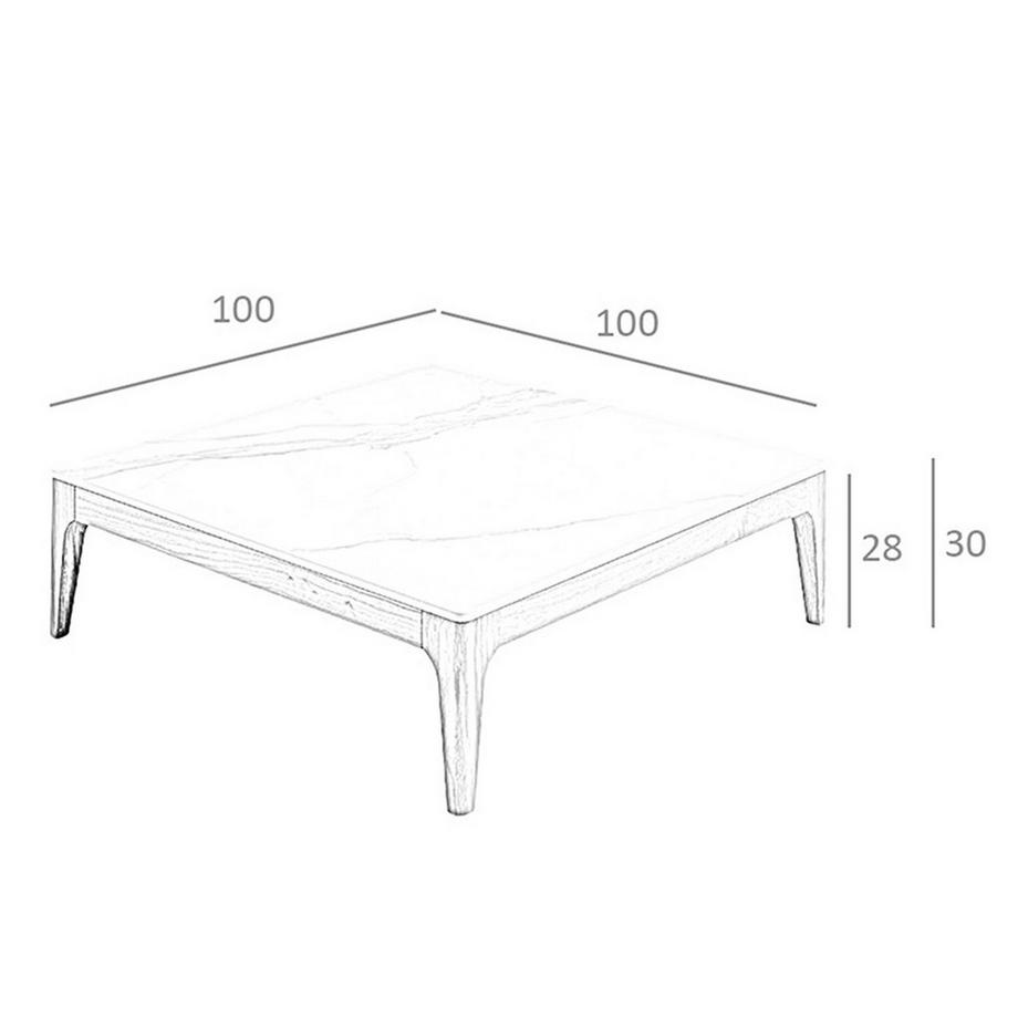 ANGEL CERDA Tavolino quadrato in marmo porcellanato e noce  