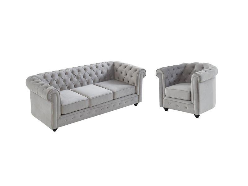 Vente-unique Couchgarnitur 3+1 CHESTERFIELD Samt  