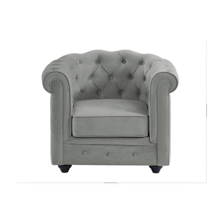 Vente-unique Canapé 3 places fauteuil CHESTERFIELD Velours clair  