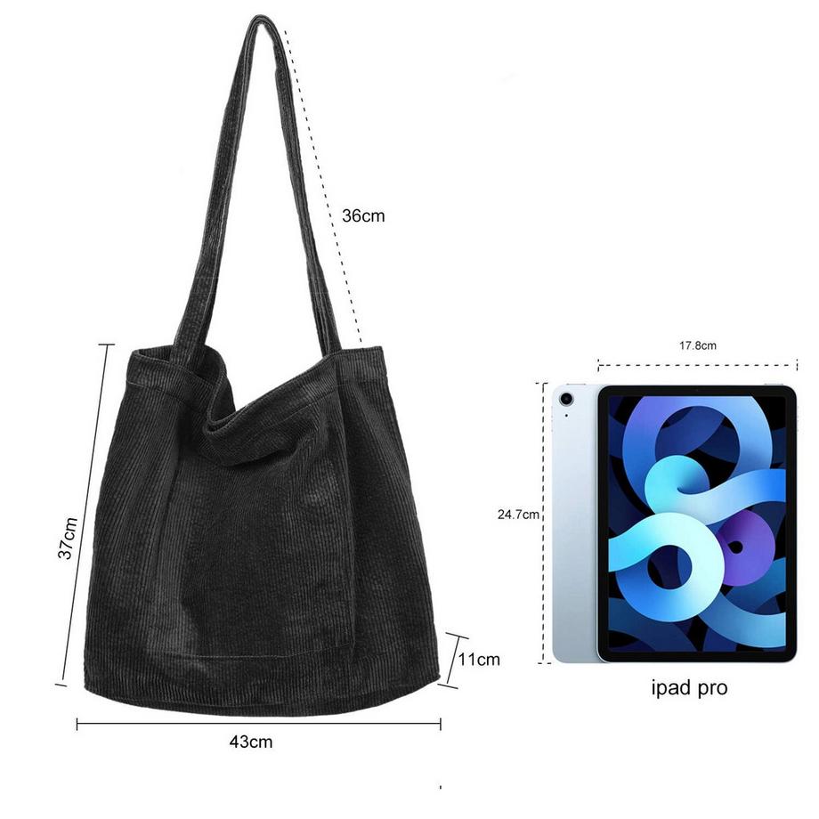 Only-bags.store Grand Sac à Bandoulière en Velours Côtelé Rétro  