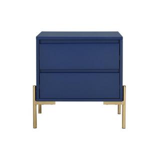 PASCAL MORABITO Lot de 2 tables de chevet avec 2 tiroirs - MDF et métal - Bleu laqué et doré - KORASA de Pascal Morabito  