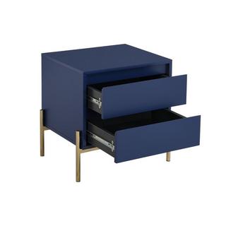 PASCAL MORABITO Lot de 2 tables de chevet avec 2 tiroirs - MDF et métal - Bleu laqué et doré - KORASA de Pascal Morabito  