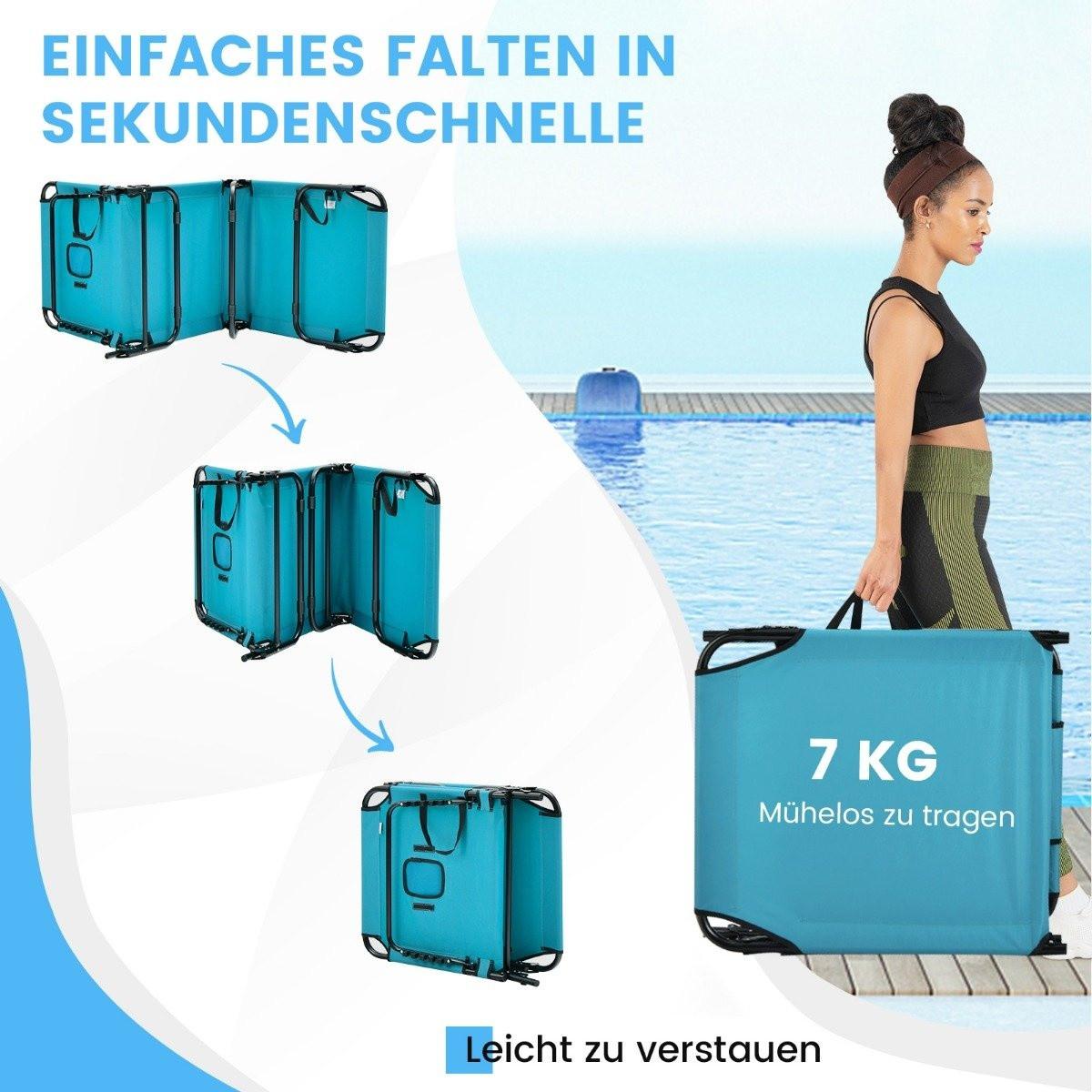 Northix Chaise longue de plage pliante avec ouverture pour le visage turquoise  