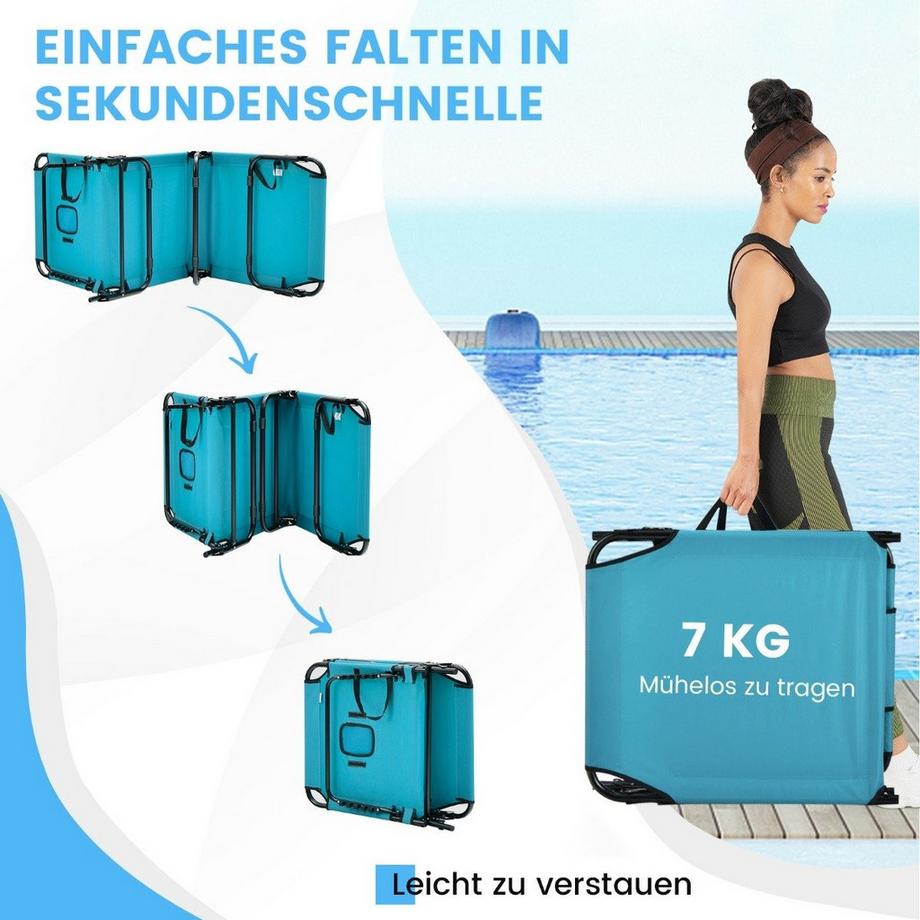 Northix Chaise longue de plage pliante avec ouverture pour le visage turquoise  