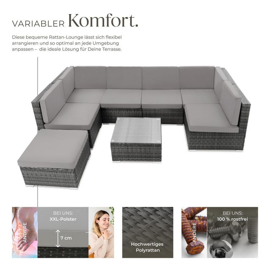 Tectake Canapé de jardin lounge en rotin VENISE pour 6 à 7 personnes  