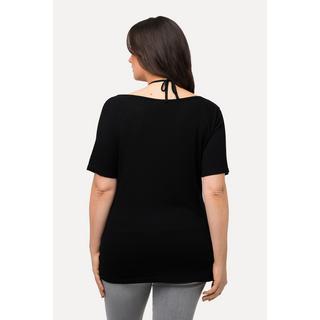 Ulla Popken  T-shirt à col en V et manches courtes raglan, coupe slim, débardeur en mesh 