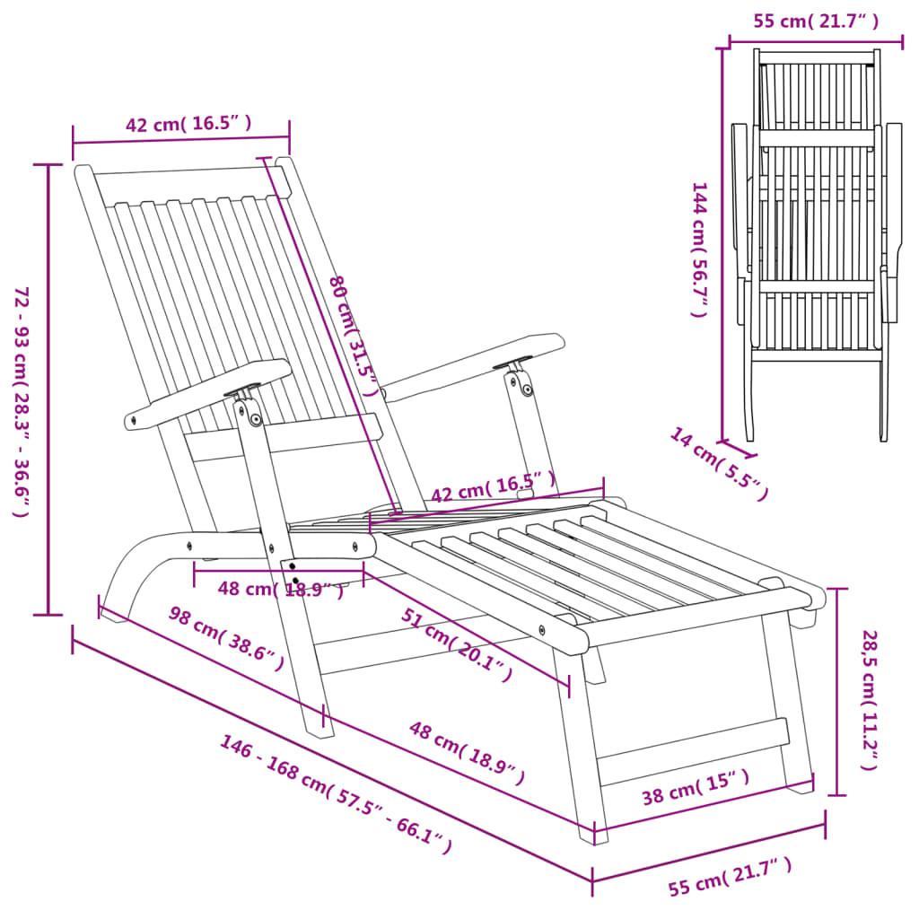 VidaXL Chaise longue bois d'acacia  