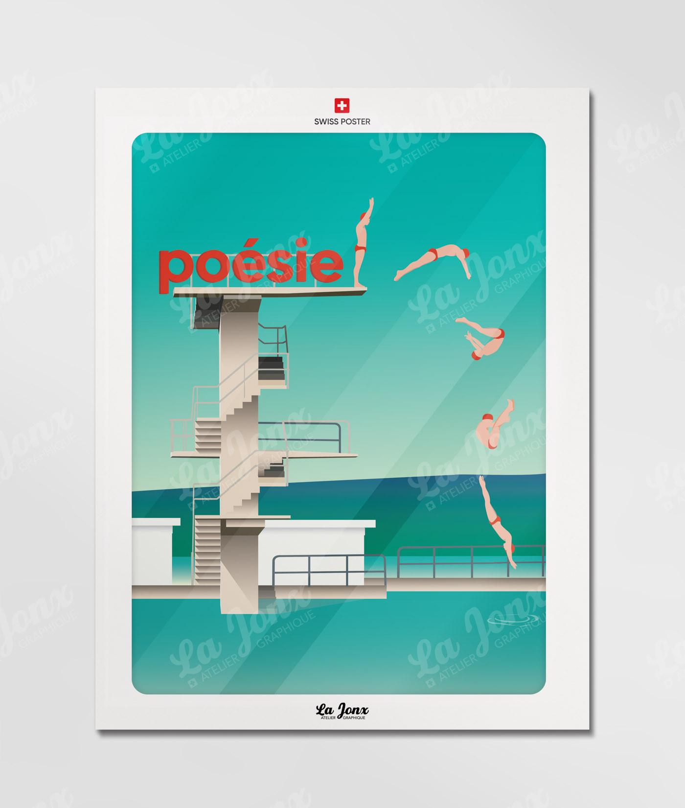 La-Jonx Affiche de Bains des Pâquis - Poésie  