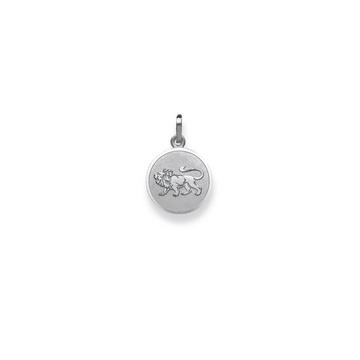 Pendentif signe du zodiaque lion en or blanc 750, 19x12mm