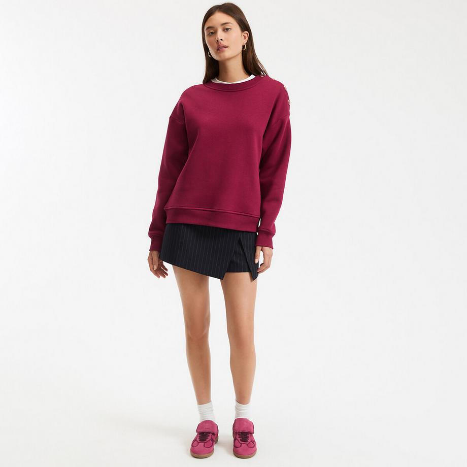 La Redoute Collections Rundhals Sweatshirt mit Schulterknöpfen  
