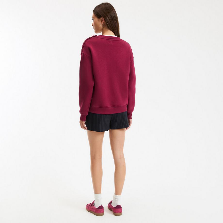 La Redoute Collections Rundhals Sweatshirt mit Schulterknöpfen  