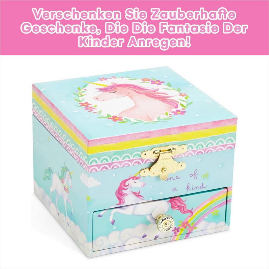 Only-bags.store  Schmuckkästchen mit drehendem Einhorn, Spieluhr 
