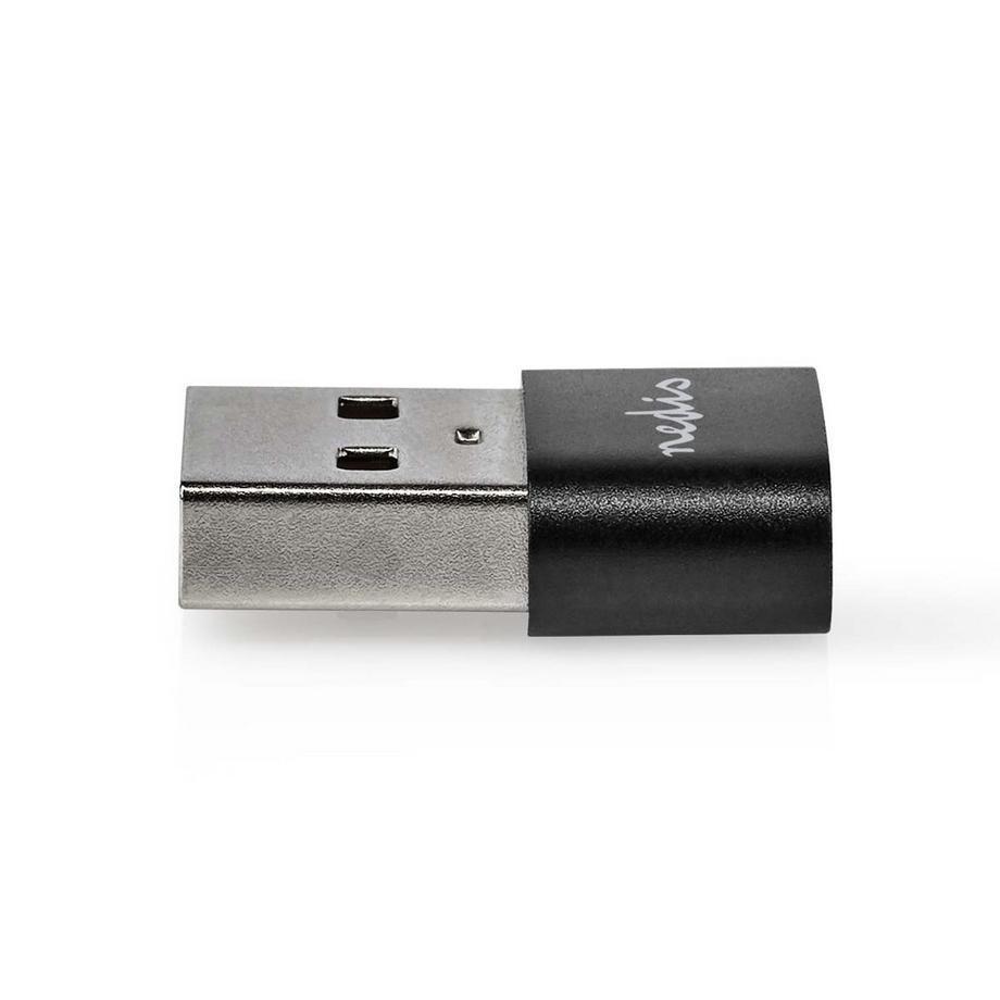 Nedis  USB-A Adapter | USB 2.0 | USB-A Stecker | USB-C™ Buchse | 480 Mbps | Rund | Vernickelt | Schwarz | Box 