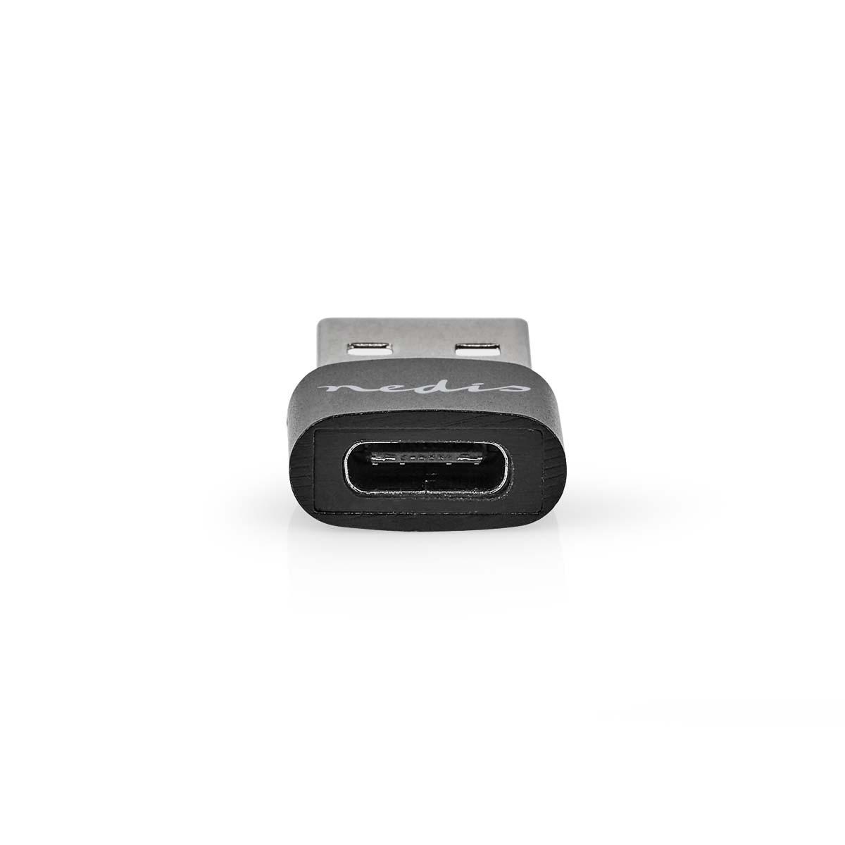 Nedis  Adaptateur USB-A | USB 2.0 | USB-A mâle | USB-C™ femelle | 480 Mbps | Rond | Nickelé | Noir | Boîte 