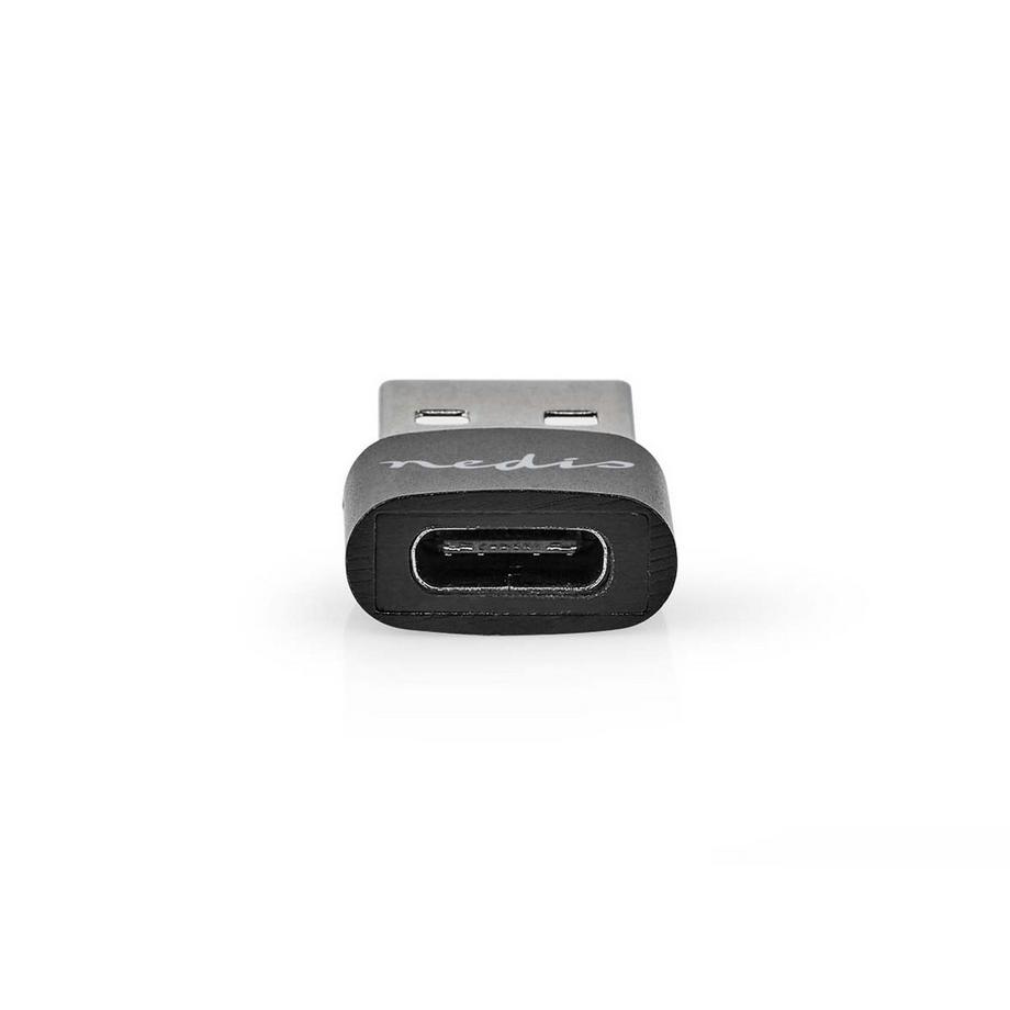 Nedis  USB-A Adapter | USB 2.0 | USB-A Stecker | USB-C™ Buchse | 480 Mbps | Rund | Vernickelt | Schwarz | Box 