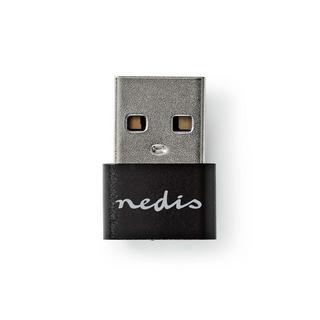 Nedis  Adaptateur USB-A | USB 2.0 | USB-A mâle | USB-C™ femelle | 480 Mbps | Rond | Nickelé | Noir | Boîte 