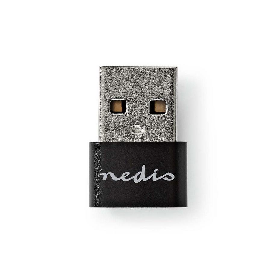 Nedis  USB-A Adapter | USB 2.0 | USB-A Stecker | USB-C™ Buchse | 480 Mbps | Rund | Vernickelt | Schwarz | Box 