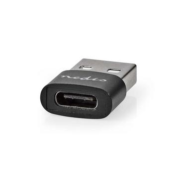 Adaptateur USB-A | USB 2.0 | USB-A mâle | USB-C™ femelle | 480 Mbps | Rond | Nickelé | Noir | Boîte