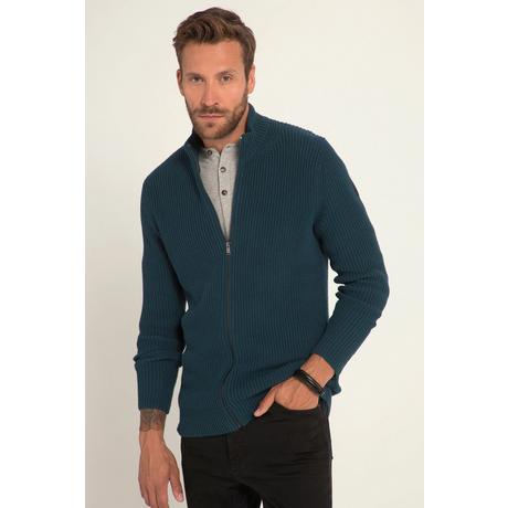 JP1880  Cardigan in maglia grossa a costine con collo alto e zip 