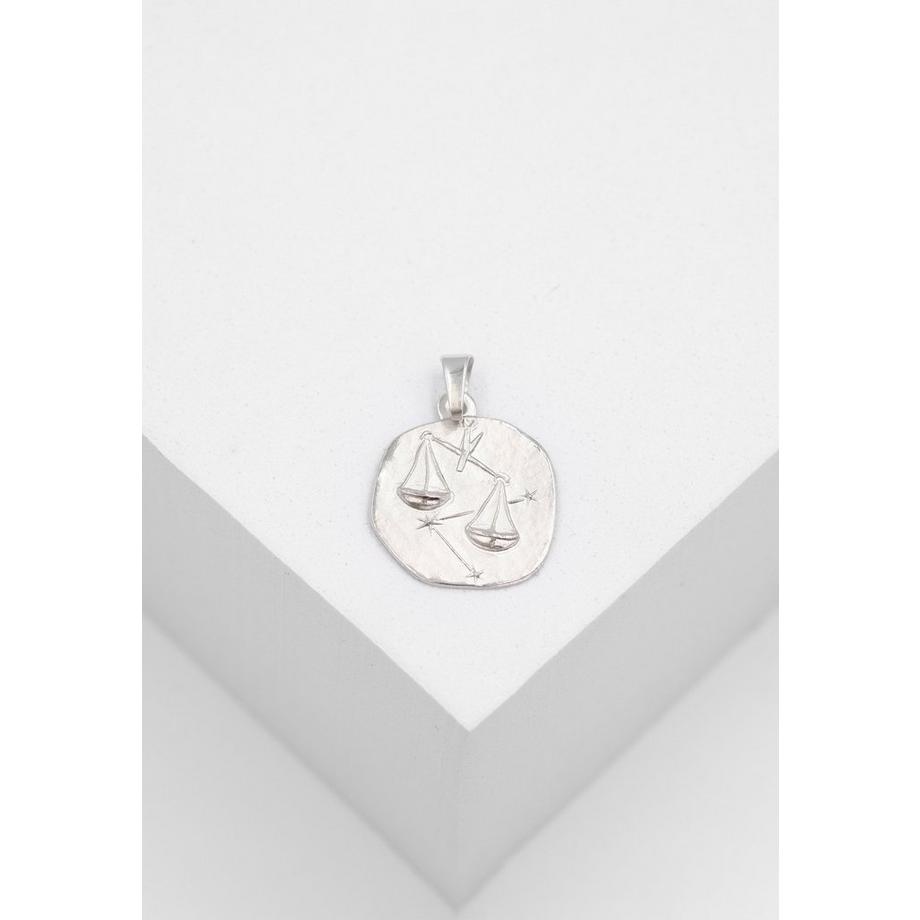 MUAU Schmuck  Pendentif signe du zodiaque balance or blanc 750, 16x22mm 