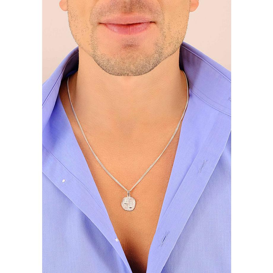 MUAU Schmuck  Pendentif signe du zodiaque balance or blanc 750, 16x22mm 