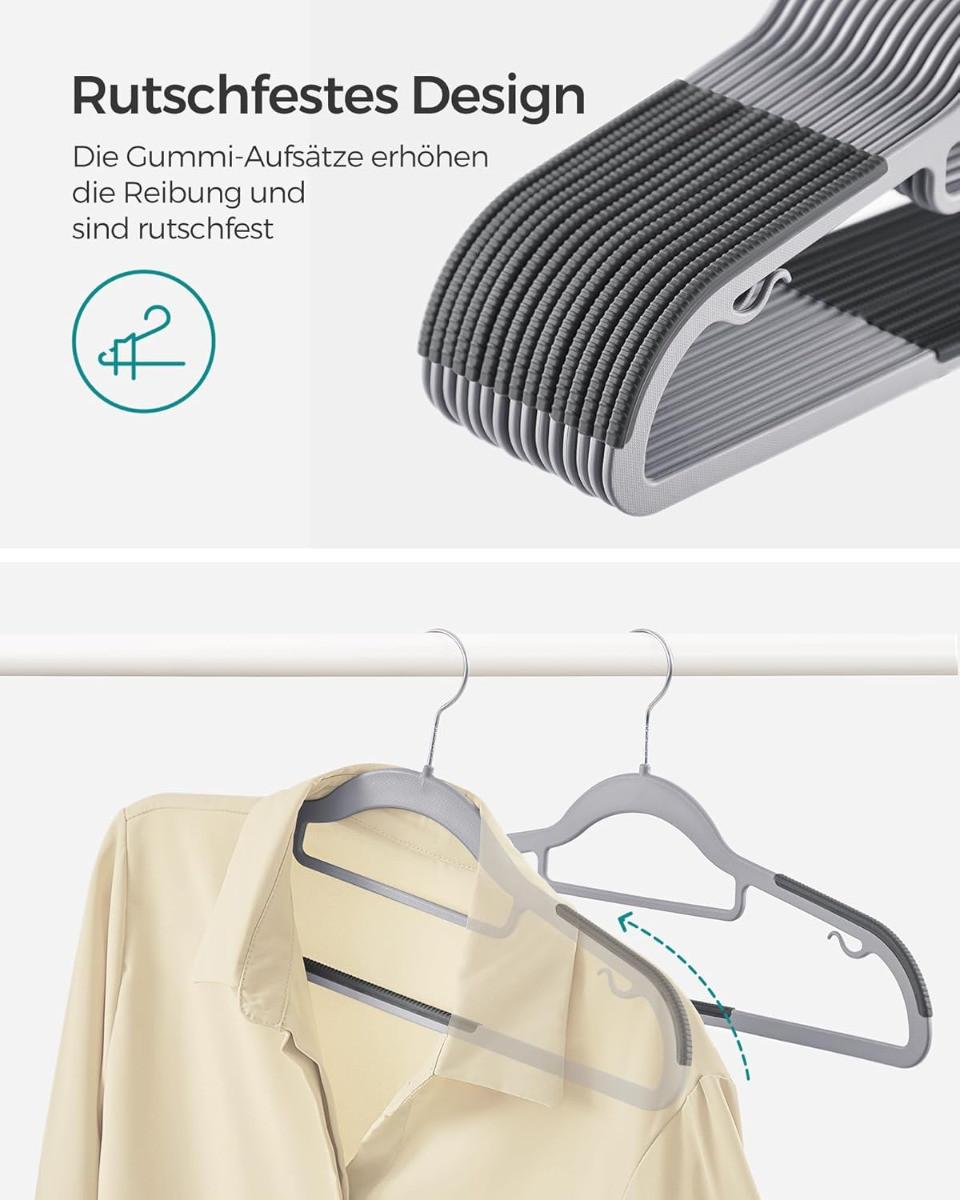 Songmics Appendini sottili antiscivolo con ganci girevoli a 360°, set da 30  