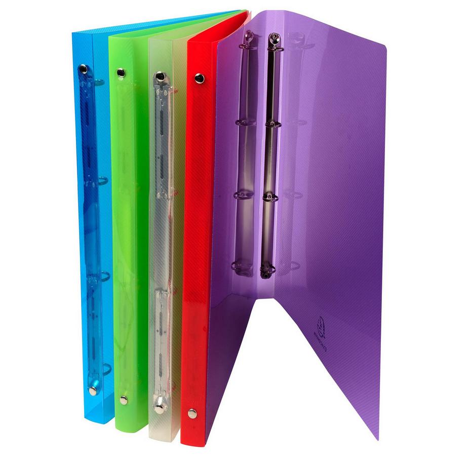 Exacompta Classeur 4 anneaux 15 mm polypropylène Crystal colours - A4 - x 30  