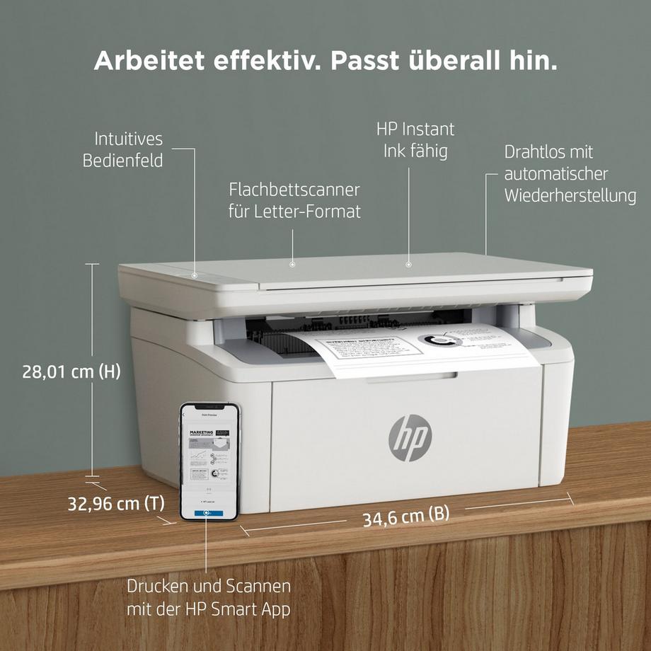 HP  LaserJet M140w Wireless Multifunction Schwarzweiß Drucker, Kopierer, Scanner 