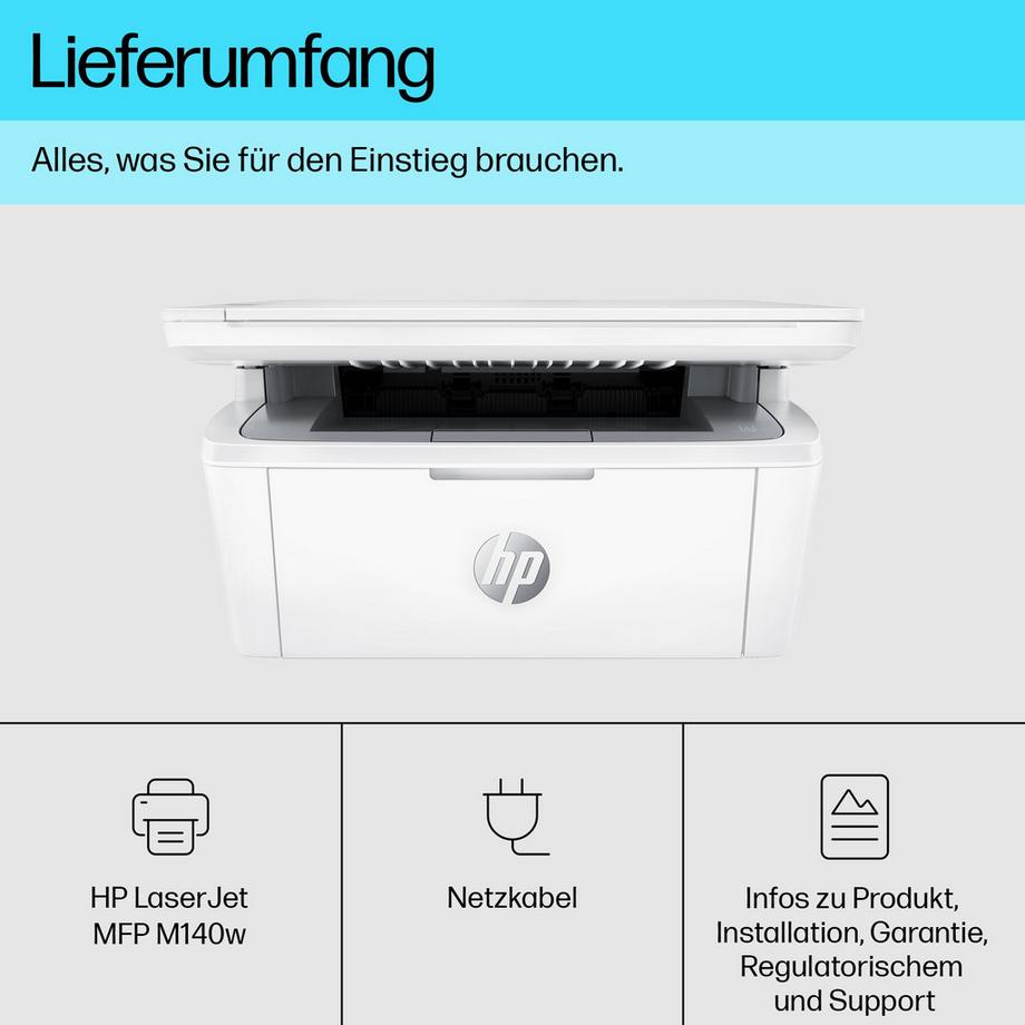 HP  LaserJet M140w Wireless Multifunction Schwarzweiß Drucker, Kopierer, Scanner 
