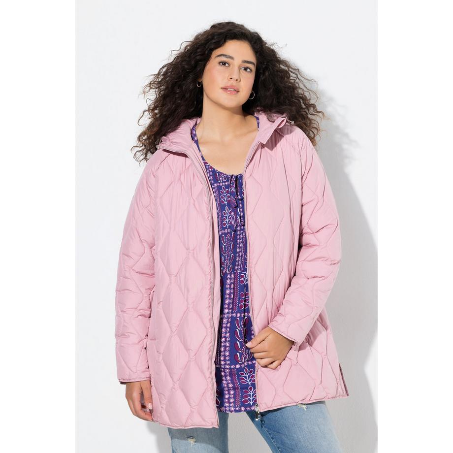 Ulla Popken HYPRAR Longue veste matelassée déperlante fermeture éclair à double curseur  