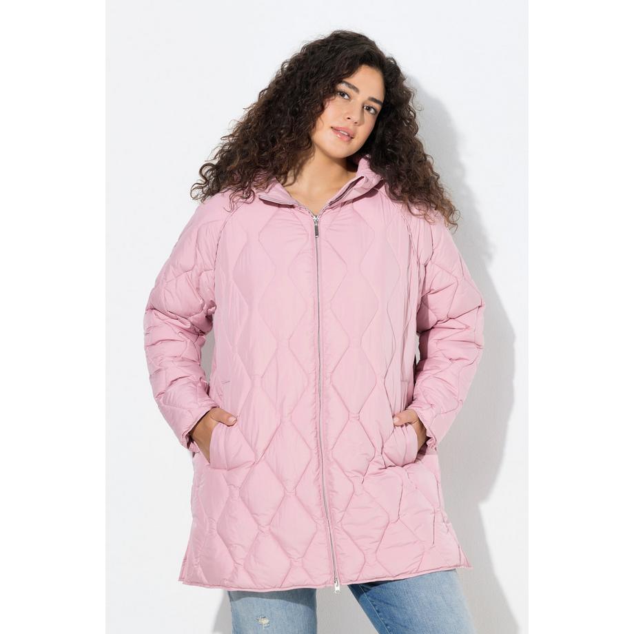 Ulla Popken HYPRAR Longue veste matelassée déperlante fermeture éclair à double curseur  