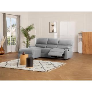 Vente-unique Ecksofa Relaxsofa elektrisch - Stoff - Ecke Links - Hellgrau - LUNANO  