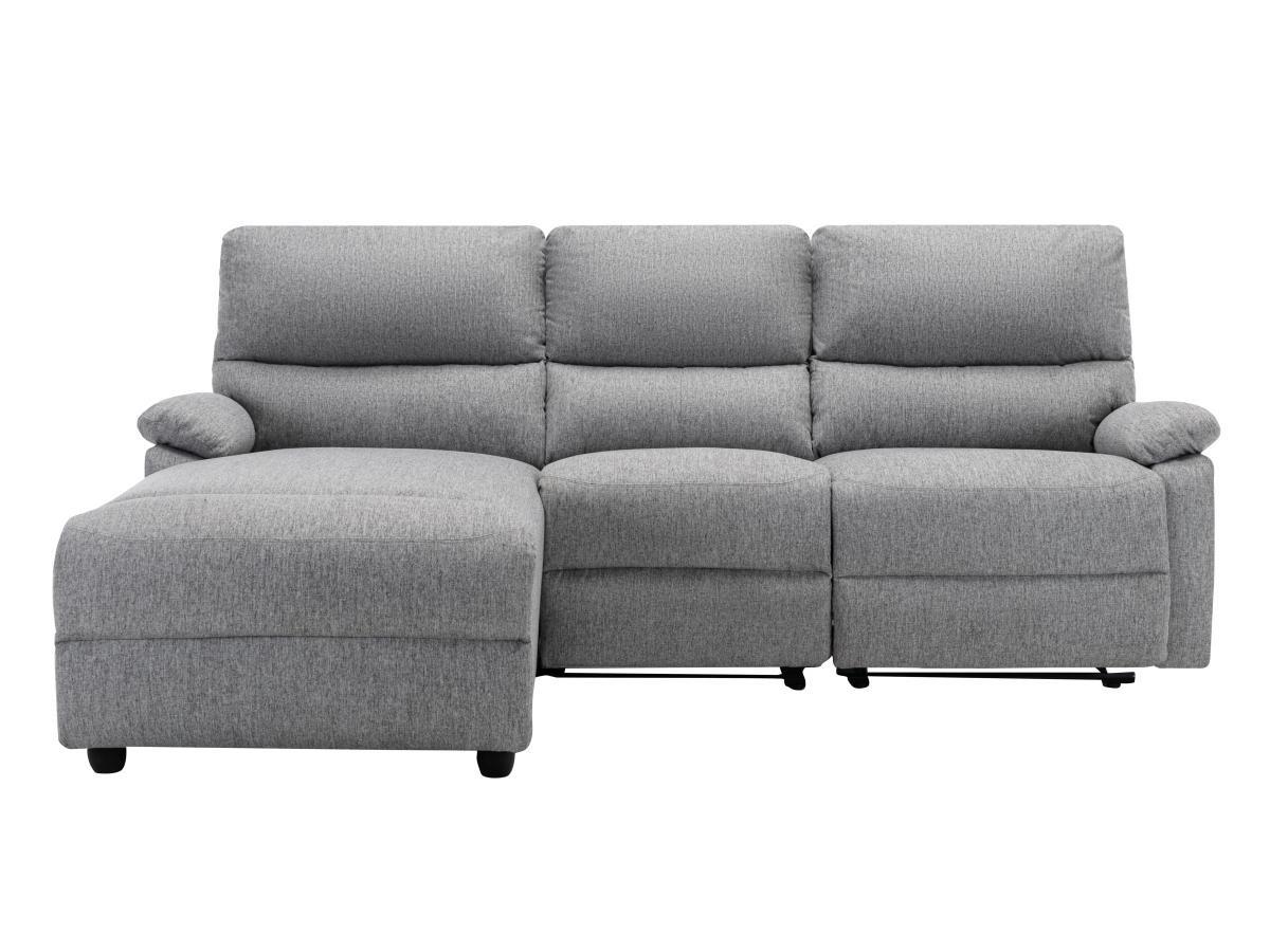 Vente-unique Ecksofa Relaxsofa elektrisch - Stoff - Ecke Links - Hellgrau - LUNANO  