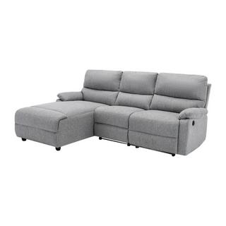 Vente-unique Ecksofa Relaxsofa elektrisch - Stoff - Ecke Links - Hellgrau - LUNANO  