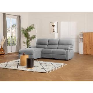 Vente-unique Ecksofa Relaxsofa elektrisch - Stoff - Ecke Links - Hellgrau - LUNANO  