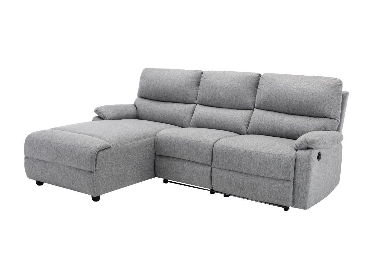 Vente-unique Ecksofa Relaxsofa elektrisch - Stoff - Ecke Links - Hellgrau - LUNANO  