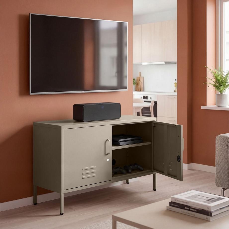 Tectake buffet métallique design minimaliste Baker 2 portes métalliques verrouillables avec fermeture magnétique individuelle  