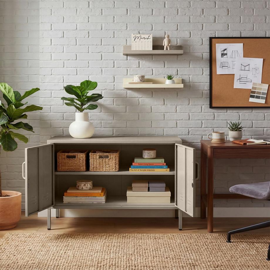 Tectake buffet métallique design minimaliste Baker 2 portes métalliques verrouillables avec fermeture magnétique individuelle  