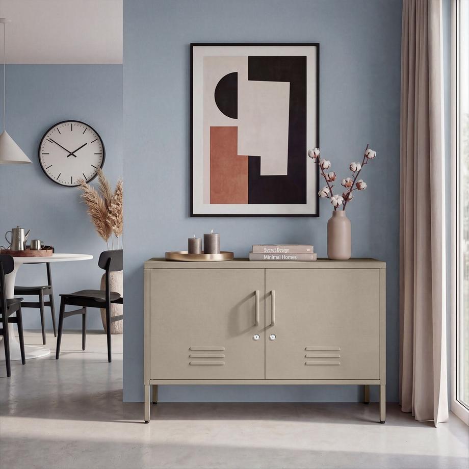 Tectake buffet métallique design minimaliste Baker 2 portes métalliques verrouillables avec fermeture magnétique individuelle  