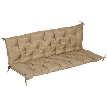 3 Sitzer Bankauflage 150x98x8 cm Bankkissen mit Bändern, Sitzkissen, Outdoor/Indoor Stuhlkissen, Sitzauflage, Sitzpolster, Bankpolster für Gartenmöbel, Sitzbank Hollywoodschaukel, Khaki Aosom