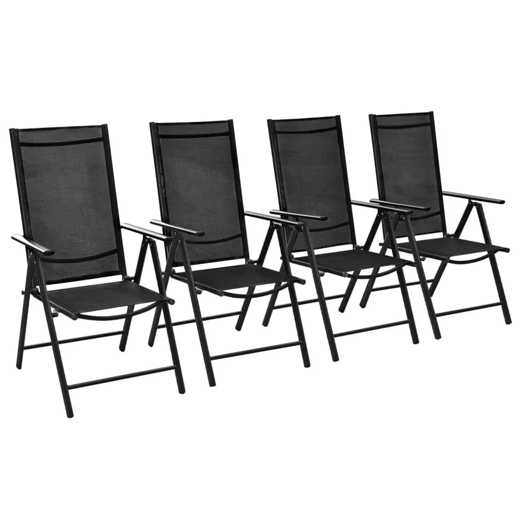 vidaXL Chaises pliantes, lot de 4, aluminium et textilène noir
