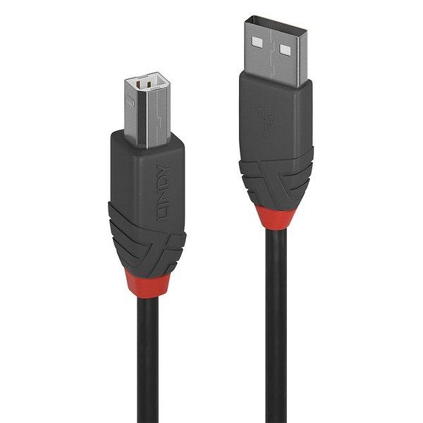Image of LINDY 36671 USB Kabel 0,5 m USB 2.0 USB A USB B Schwarz, Grau
