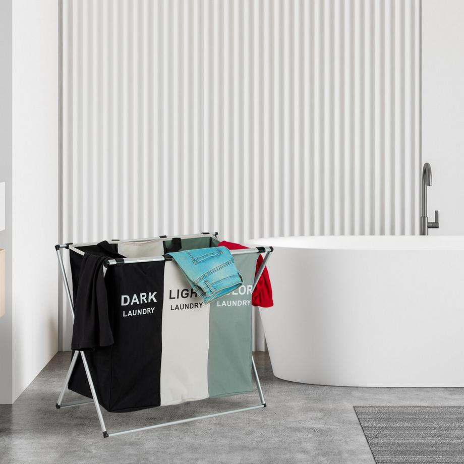 Northix Wäschekorb mit 3 Behältern  