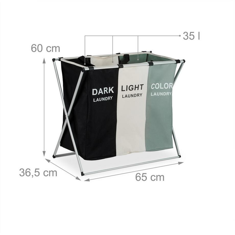 Northix Wäschekorb mit 3 Behältern  