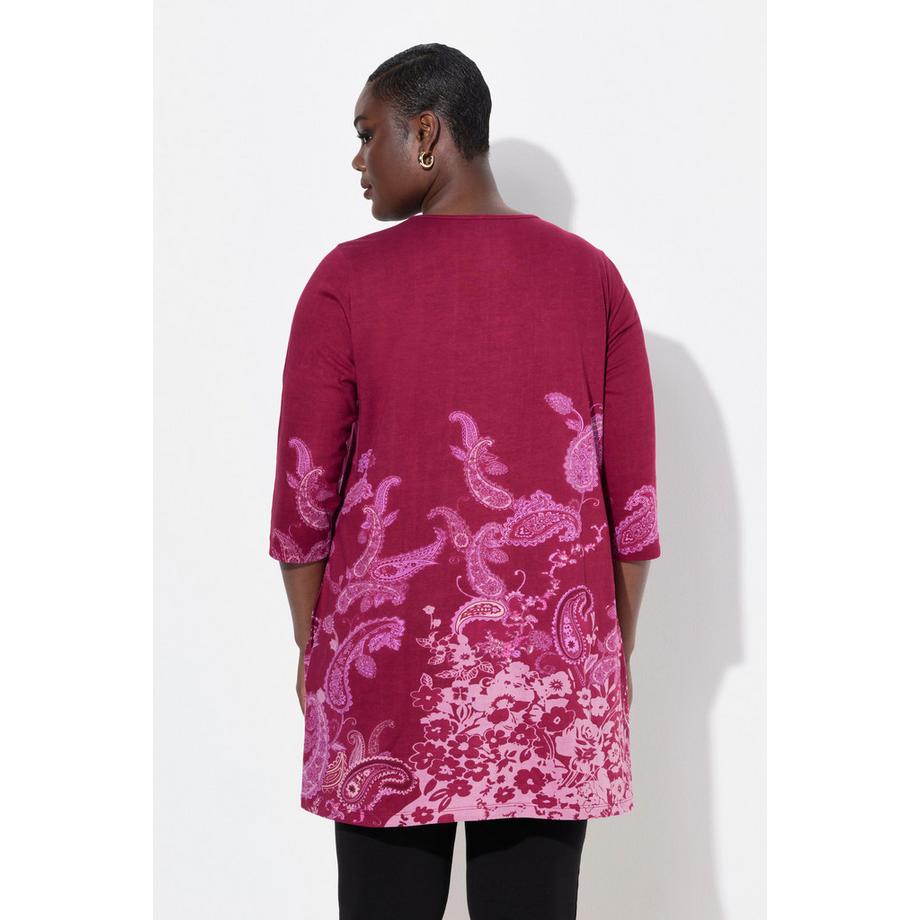 Ulla Popken Bedrucktes Keyhole Langarm Longshirt  