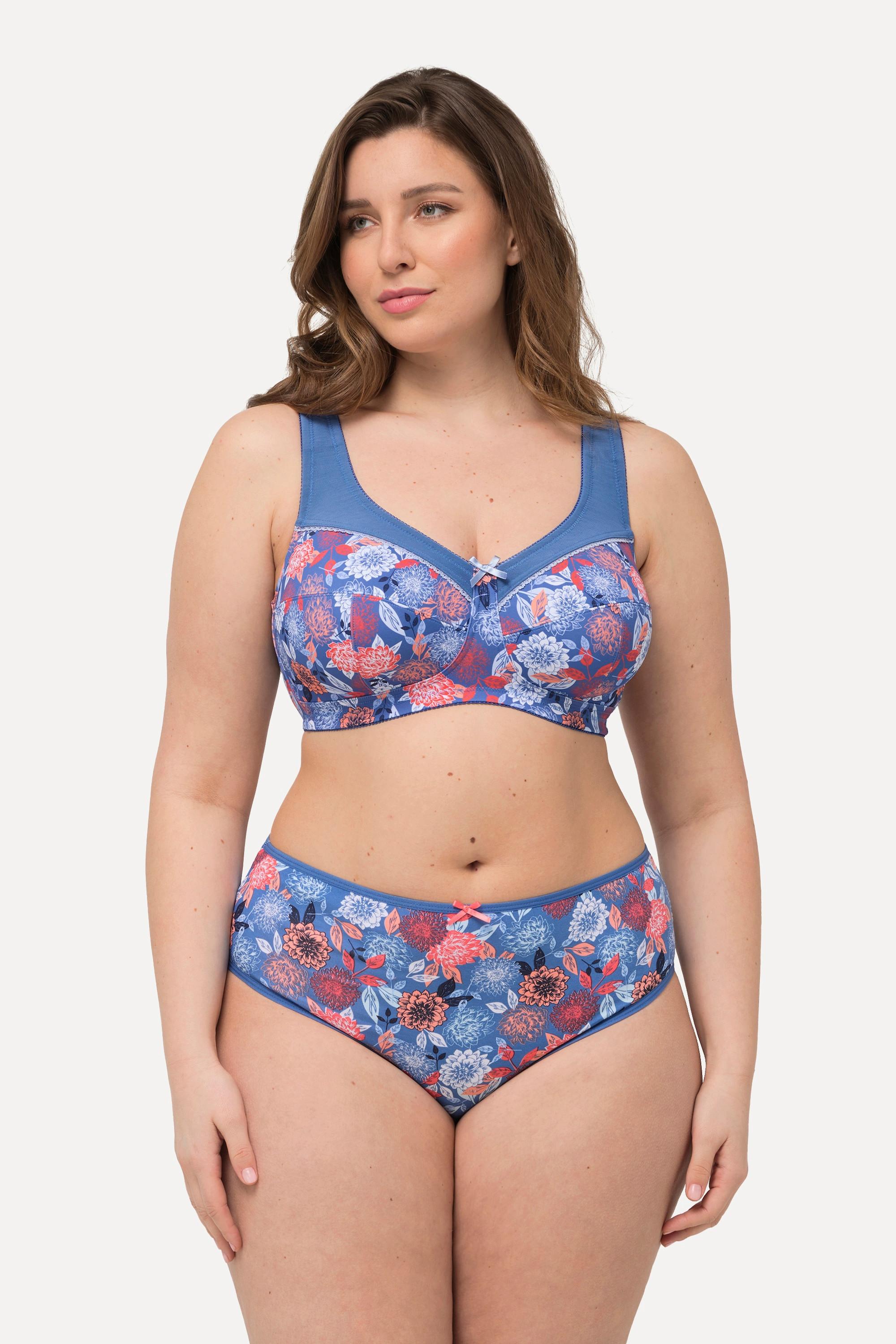 Ulla Popken Reggiseno Sostenitivo Floreale Senza Ferretto Coppa C - F  