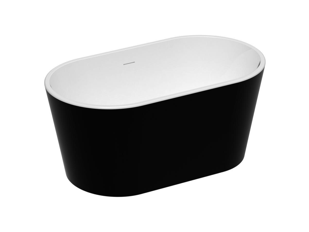 Vente-unique Vasca da bagno freestanding ovale 180 litri 130 x 71 x 58 cm Nero Acrilico - APOGON  